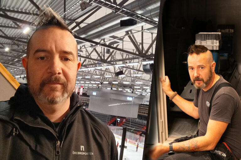 Driftteknikern Ola Backlund i hockeyarenan som ingår i fastighetena han driftar på nya jobbet.