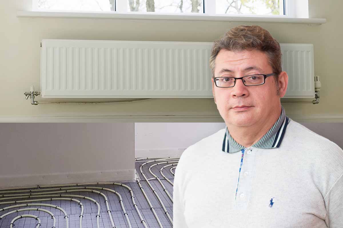 Golvvärme, radiatorer, man.
