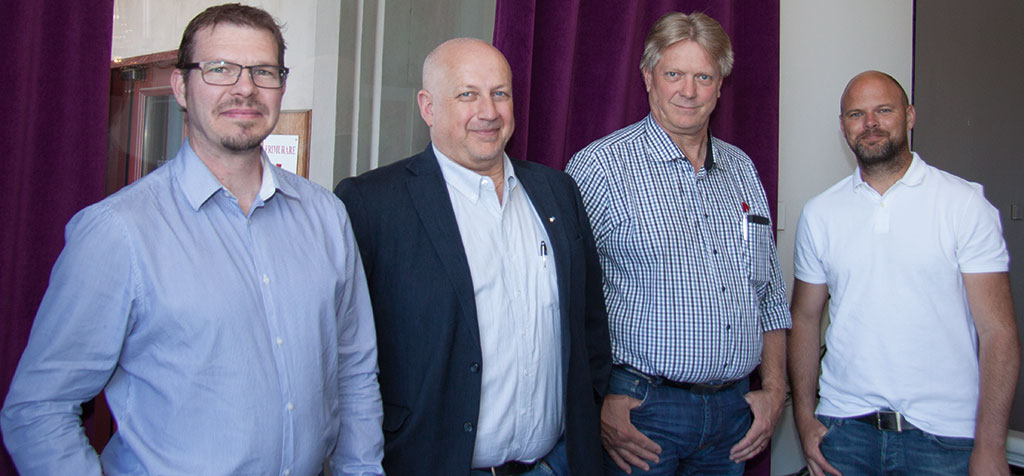 Niklas Palmborg, Håkan Åström, Roger Jonsson, och Henrik Thorold deltog på Installatörsföretagens seminarium om lönsamhet i Skövde. Foto: Klas Sörbo