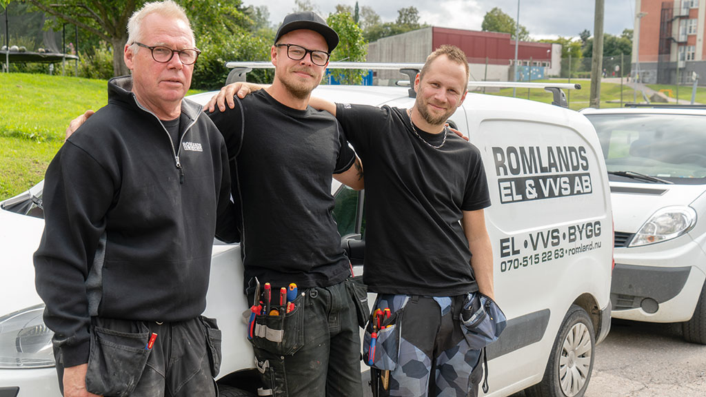 Tre fjärdedelar av Romlands El & VVS: Börje, Andreas och Robin. Foto: Lars-Göran Hedin