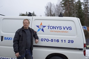 Tony Andersson, ägare till Tonys VVS i Töcksfors.