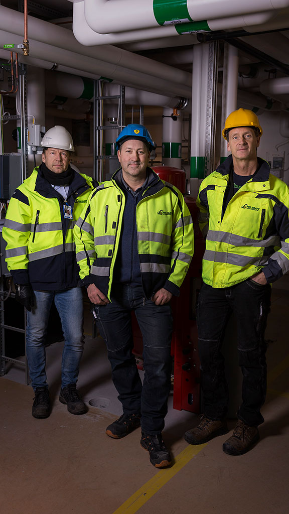 Vd Ola Klockarås, vice vd Roger Juhlén samt projektledaren Lasse Johansson. Foto: Jesper Mott